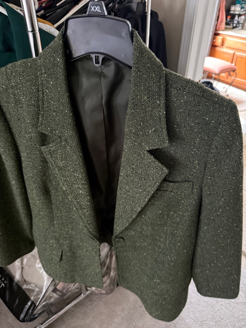 Daisy Fuentes Olive Green Tweed Blazer